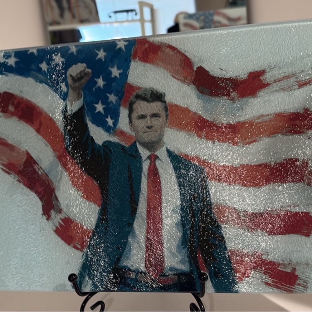Charlie Kirk Patriotic Art Print with American Flag